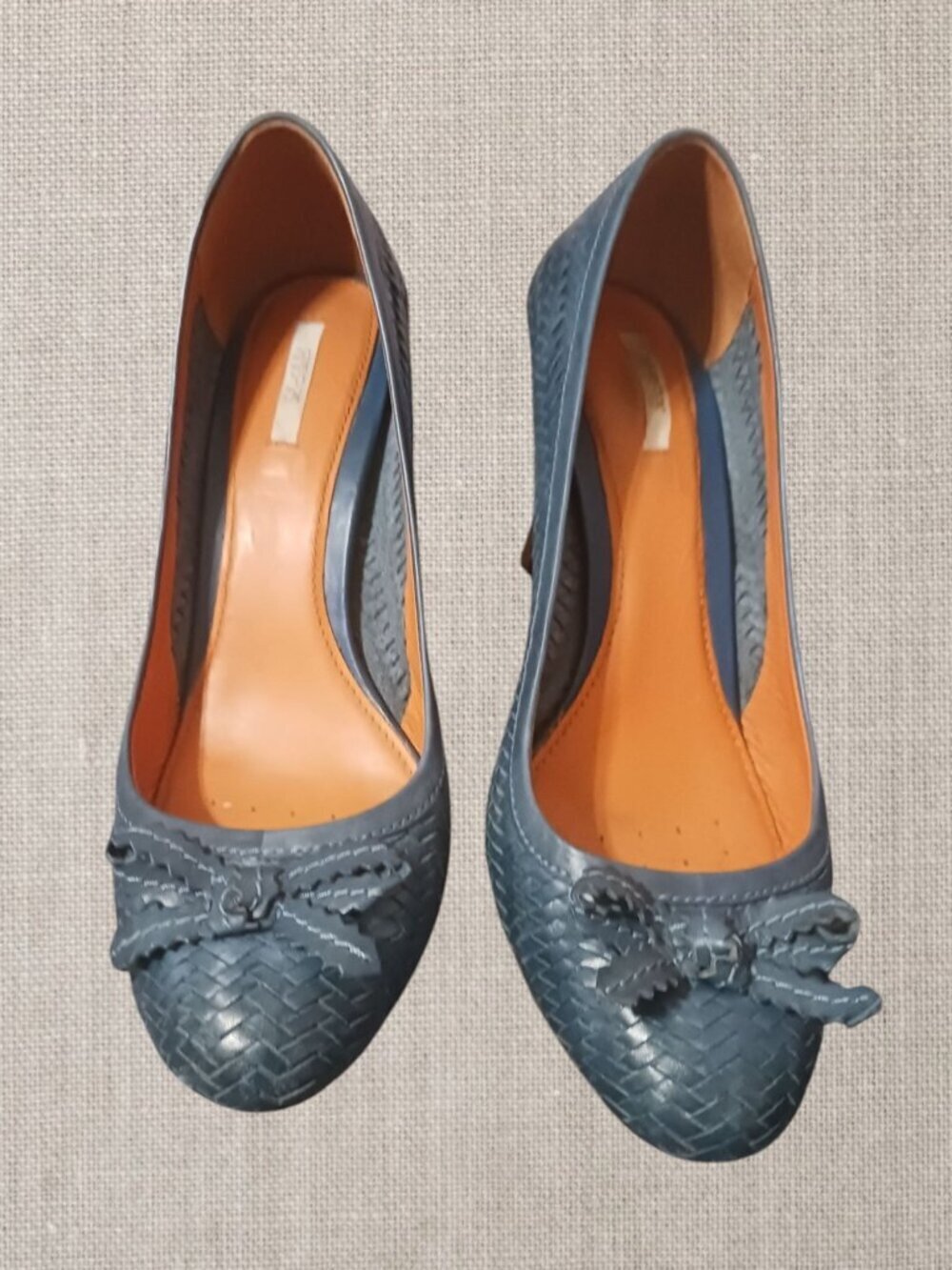 Geox Respira Womens  Leather Bow Detail Woven Pattern High Heels Blue size 38.5